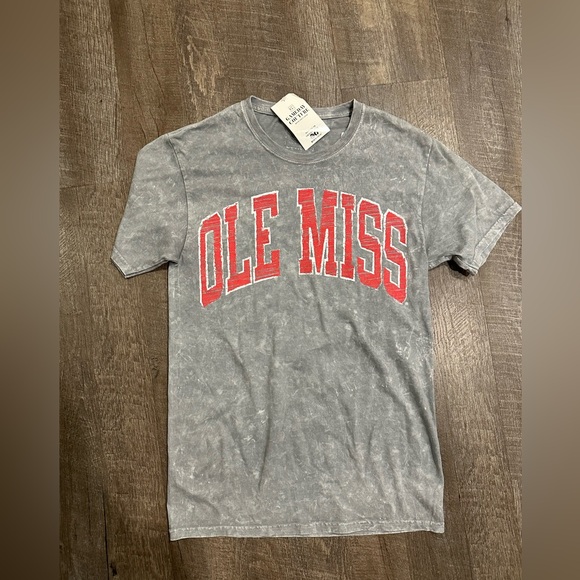 Ole Miss Gray and Red Short Sleeve Tee - Picture 1 of 5